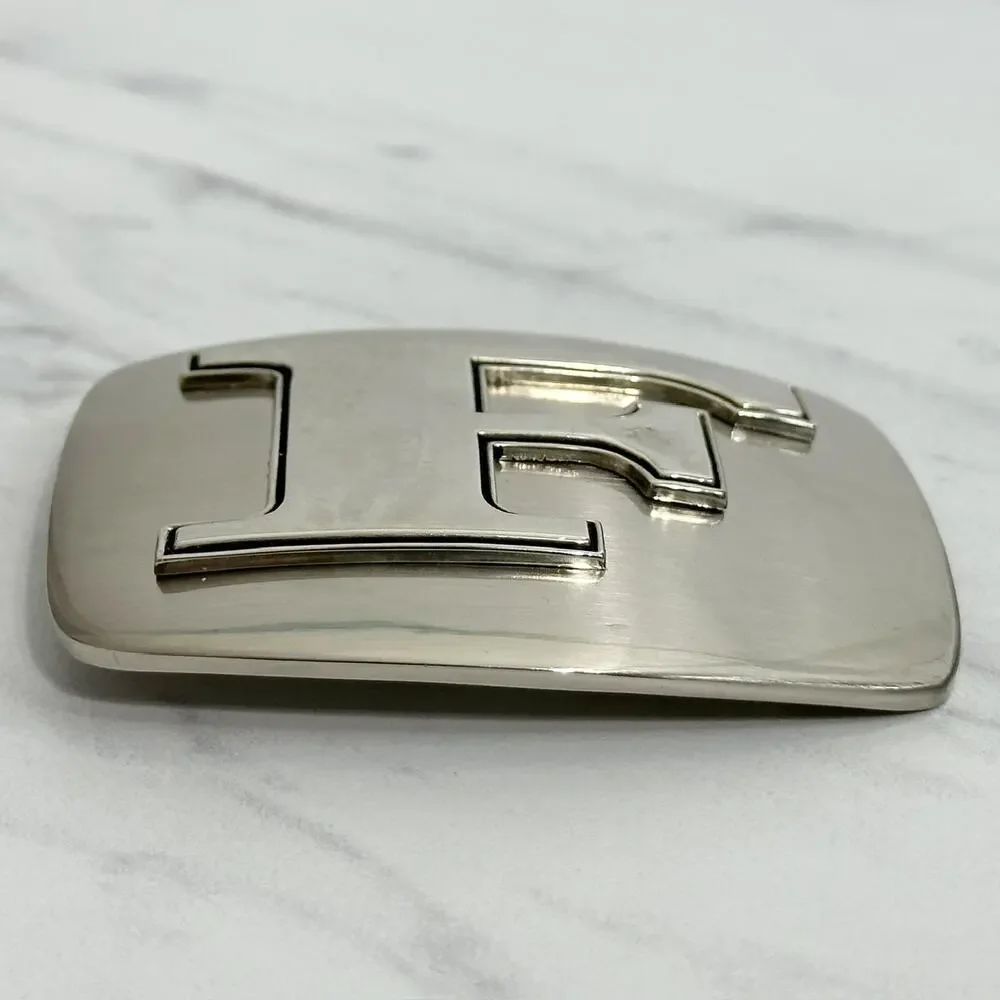 F Letter Initial Monogram Silver Tone Belt Buckle